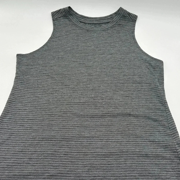 Athletic Works Knit Tank Top Women's XL 16-18 Gray Black Striped Sleeveless - Picture 1 of 8